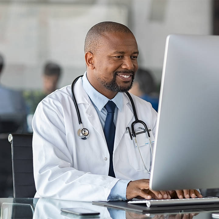 doctor at computer