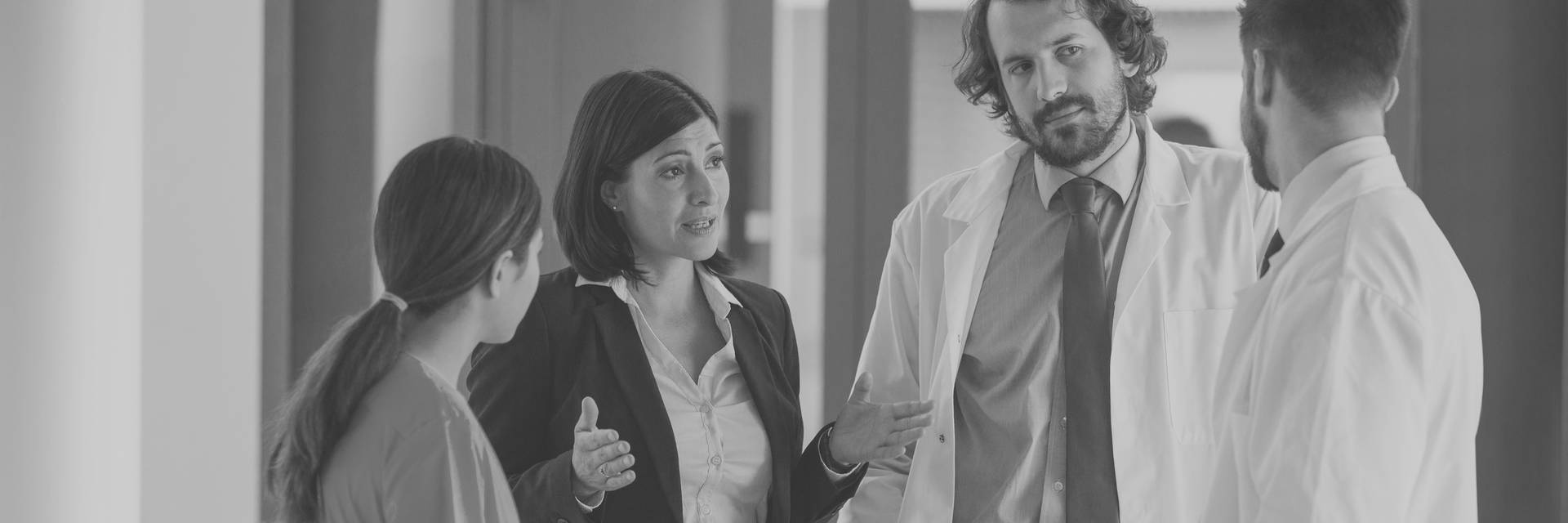 Businessperson meeting medics