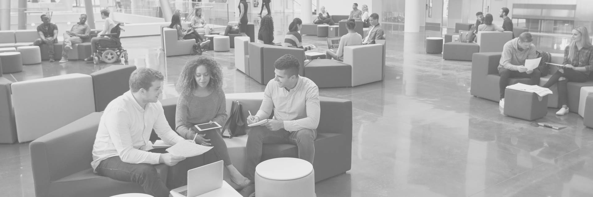 Young people on couches having a discussion